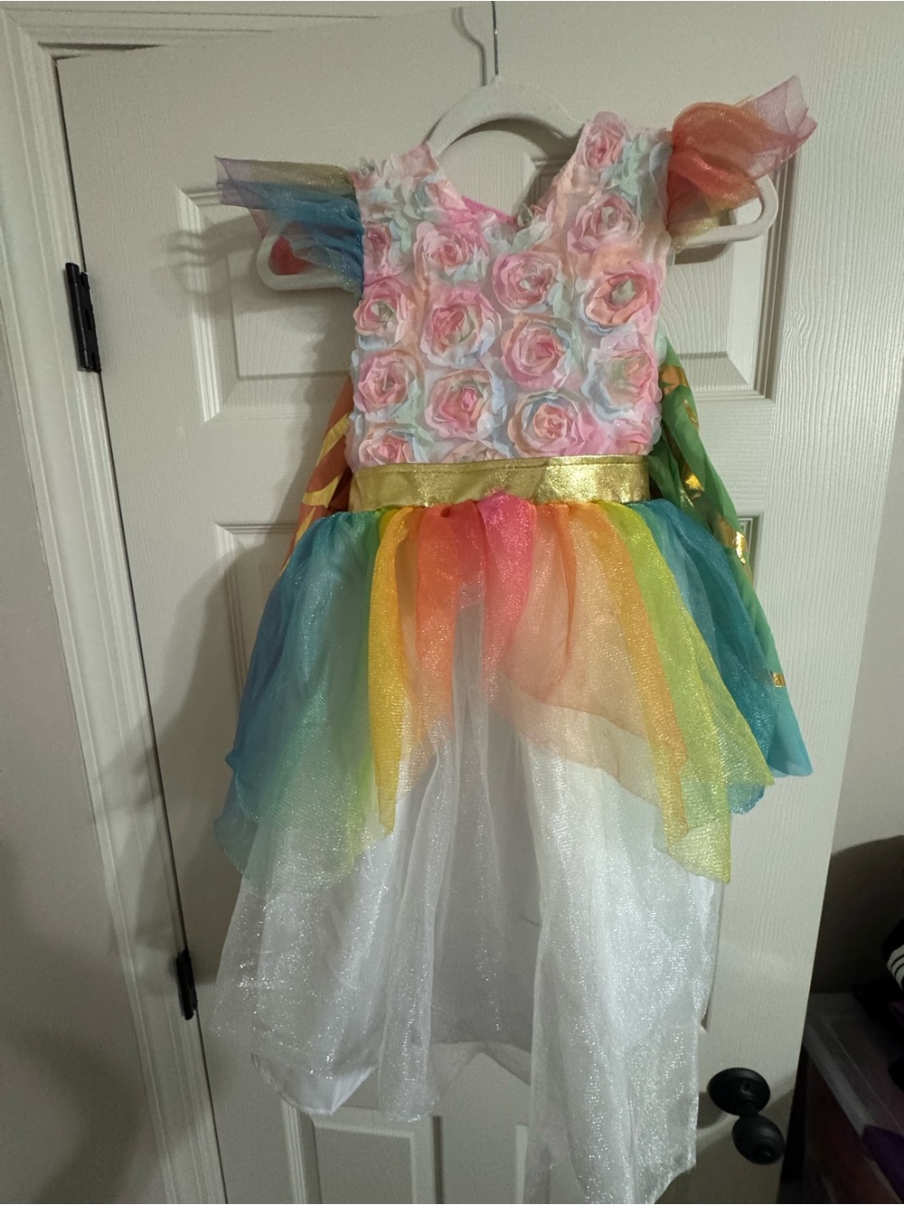 Girls Rainbow Flower Tulle Fairy Costume Light Up Dress - Size Medium
